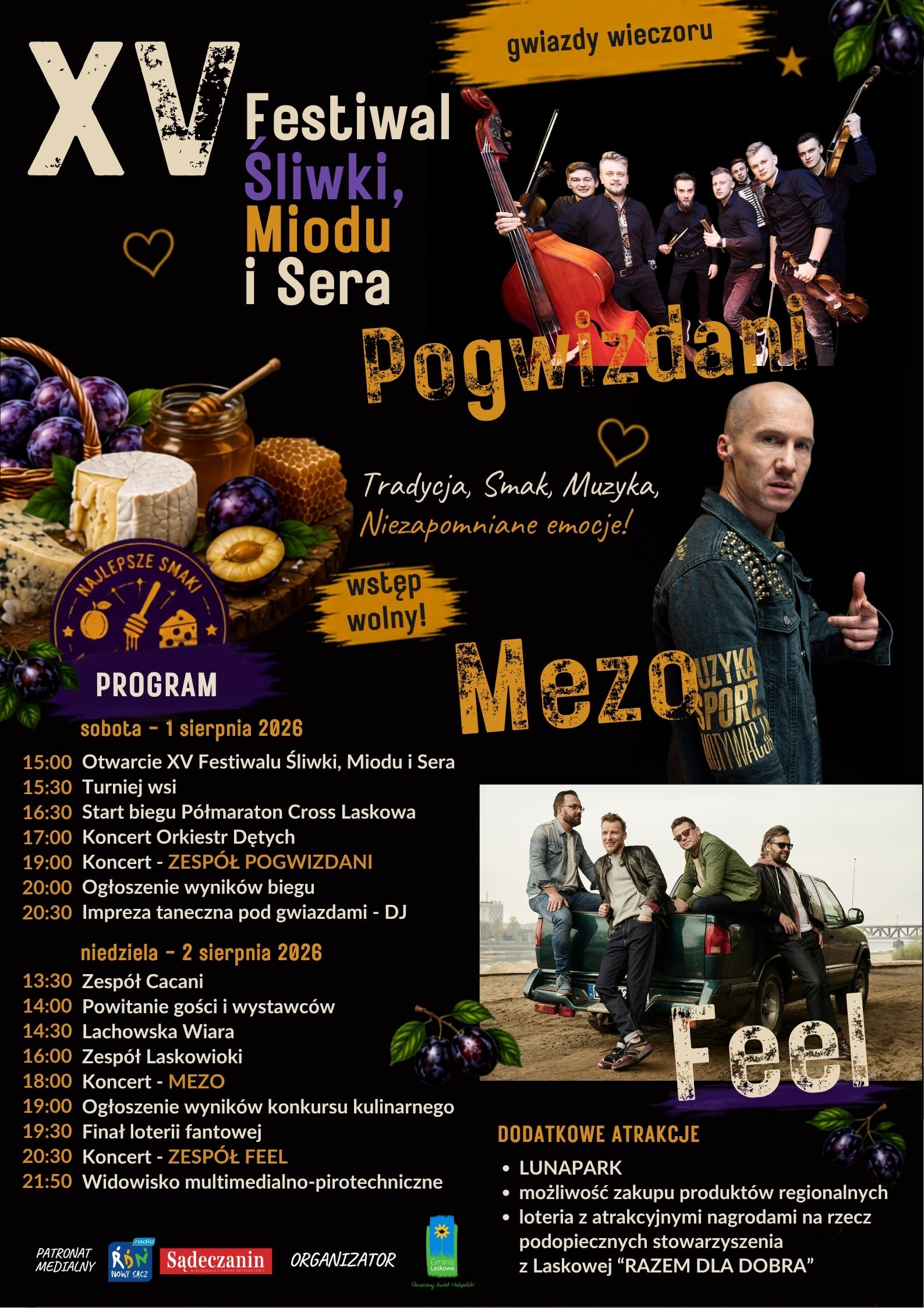 Serdecznie zapraszamy na XV Festiwal Śliwki, Miodu i Sera w Laskowej!